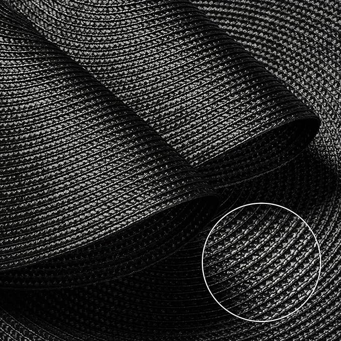 FunWheat Round Braided Placemats Set of 8 Place Mats for Dining Table Woven Washable Non-Slip Table Mats 15 Inch(Black,8pcs)