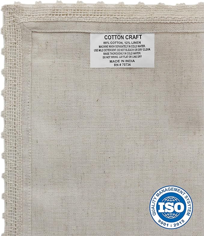 COTTON CRAFT Flax Linen Cloth Napkins with Lace - Set of 12 Lunch Dinner Napkins - Elegant Everyday Fall Harvest Thanksgiving Holiday Table Napkin - Washable Reusable Napkin - Oversized 20x20- Natural
