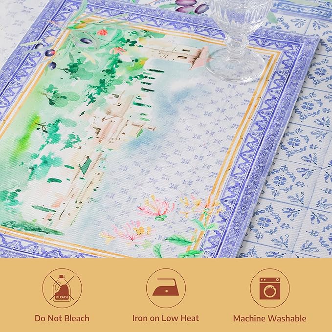 Maison d' Hermine Placemat 100% Combed Cotton Premium Cloth Placemats 13"x19" Washable Place Mats, Home, Kitchen, Dining, Cocktail Parties & Camping -Luberon (Set of 4)