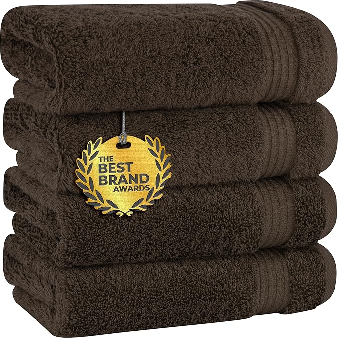 Cotton Paradise Hand Towels for Bathroom, 100% Cotton Turkish 4 Piece Hand Towel Set, Soft Absorbent Face Towels, Brown Hand Towels