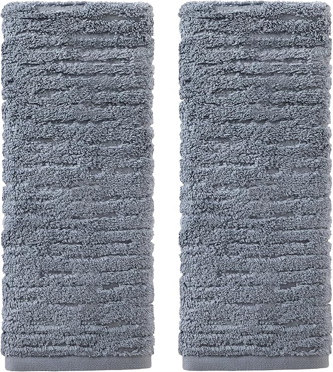 SKL Home CloudSoft Cotton Luxury 2-Piece Hand Towel Set, Smoke Blue