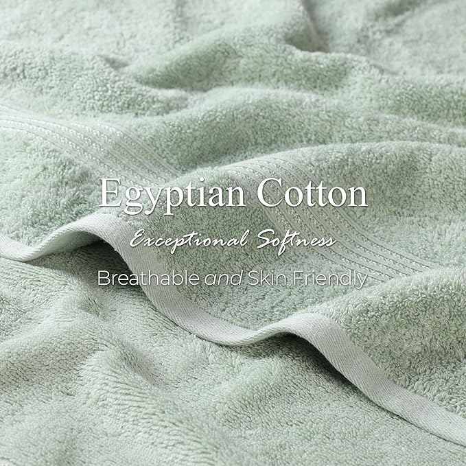 Superior Egyptian Cotton 9-Piece Towel Set, Assorted Towels for Home Bathroom, Guest Bath Decor Essentials, Includes 3 Bath, 3 Hand, 3 Face Towels/Washcloths, Quick Dry, Absorbent - Sage