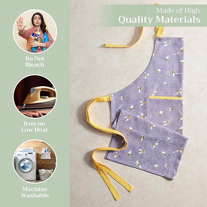 Maison d' Hermine 100% Cotton Apron for women with Pocket Kitchen Chef Apron for Men Cooking Mothers Day Gifts