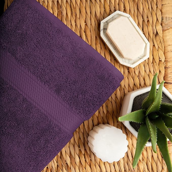SUPERIOR Egyptian Cotton Pile 10 Piece Towel Set, Includes 2 Bath, 4 Hand, 4 Face Towels/Washcloths, Ultra Soft Luxury Towels, Thick Plush Essentials, Guest Bath, Spa, Hotel Bathroom, Plum