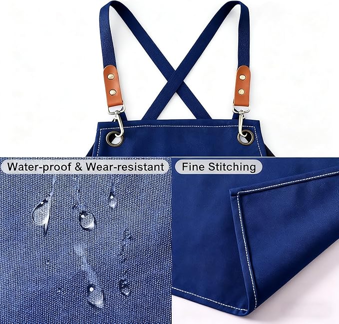 Canvas Work Apron,Cross Back Aprons for Men,Women,Cooking,Carpenter,Woodworking,Chef,BBQ,Grilling,Bartender