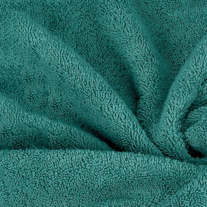 Mocassi Luxury 100% Turkish Cotton 6-Piece Towel Set - Ultra Soft, Quick Dry Highly Absorbent Premium Spa Hotel Quality Bath Towels, Includes 2 Bath Towels, 2 Hand Towels and 2 Washcloths, Turquoise