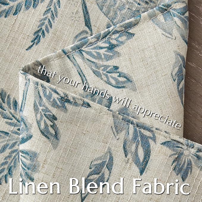 JINCHAN Linen Floral Placemats Set of 4 Cloth Table Mats Rustic Cottagecore Jacobean Outdoor Seasonal for Kitchen Dining Table Decor Washable Tablemats 13x19 Inch Blue