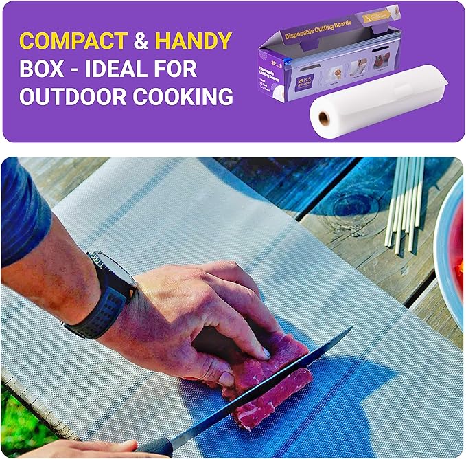 Disposable Plastic Cutting Board Sheets for BBQ & Camping - Large Flexible Chopping Boards - Cutting Mats for Kitchen and Outdoor 32'