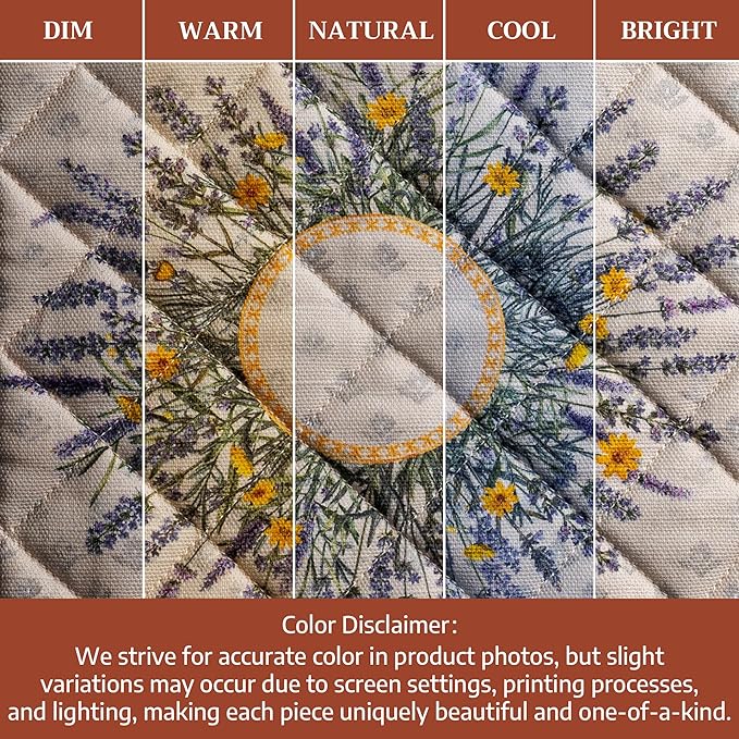 Maison d' Hermine Pot Holders 100% Cotton Heat Resistant Potholders 8" x 8" Hot Pads with Loop BBQ Cooking Baking Gifts for Mothers Day Handling Hot Pans Spring/Summer (Pack of 2, Fanny Lavender)