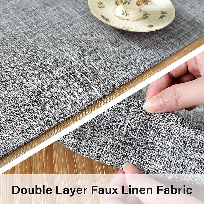 Farmhouse Rustic Faux Linen Table Runner Neutral Grey Table Runners Double Layer Reversible Rectangle Runners for Daily Use Kitchen Dining Banquet Holiday 13x72 Inch