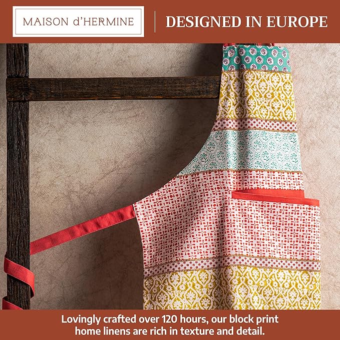 Maison d' Hermine 100% Cotton Apron for women with Pocket Kitchen Chef Apron for Men Cooking Mothers Day Gifts