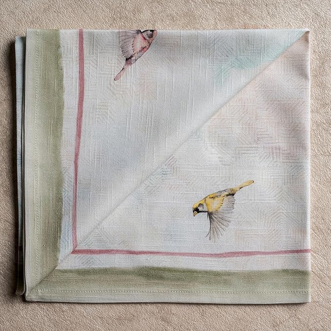 Maison d' Hermine Cloth Napkins Set of 4 100% Cotton Everyday Reusable Square Napkins Cloth Washable Dinner Party Wedding Restaurant Gifts for Mothers Day Spring/Summer (Flying Birds, 20" x 20")
