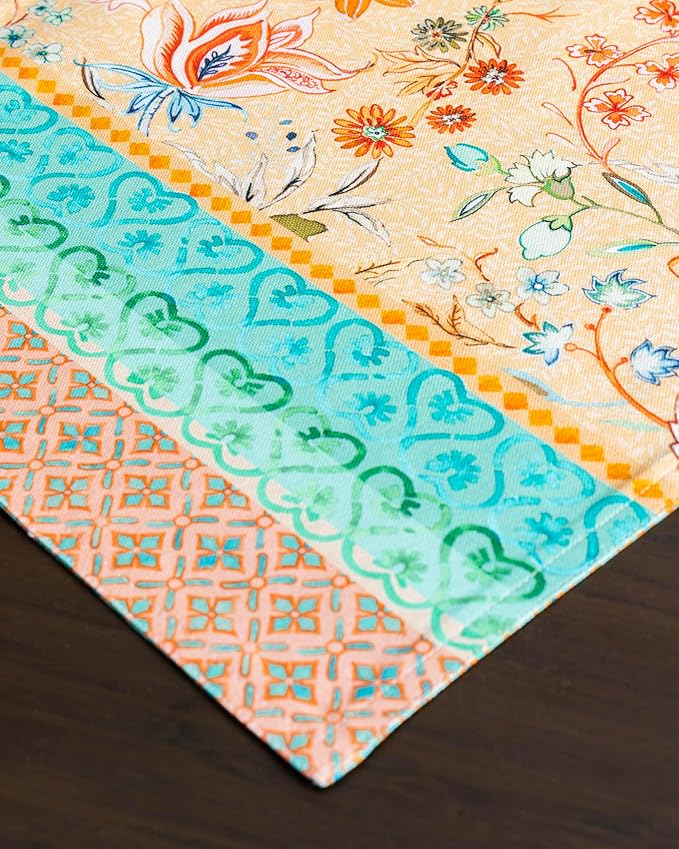 Maison d' Hermine Placemats Set of 4 100% Cotton Washable Cloth Place Mats Reusable Table Mats for Kitchen Dining Party Wedding Gifts for Mothers Day Spring/Summer(Luxury Loft - Peach, 13" x 19")
