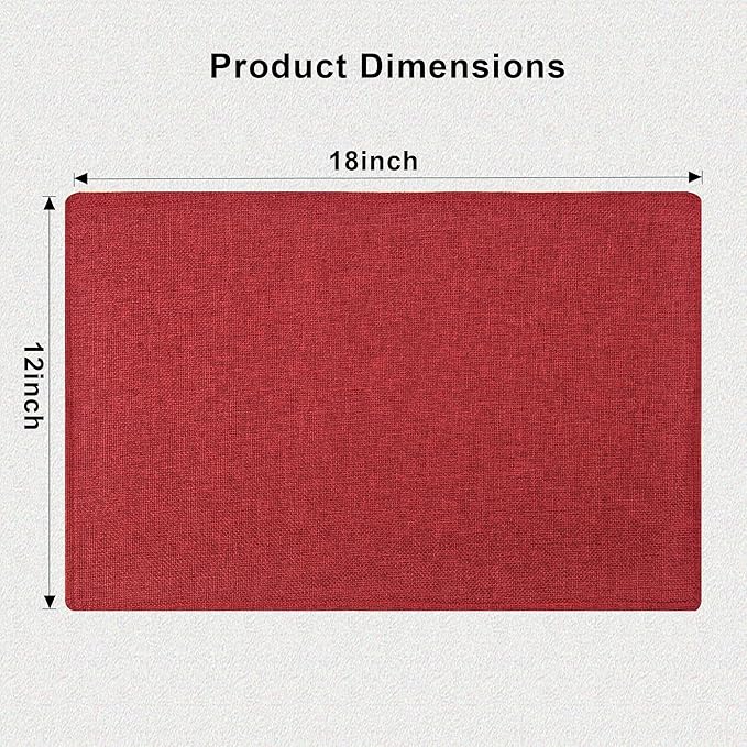 SLKQG Christmas Linen Fabric Placemats Set of 4 - Holiday Dining Table Mats for Festive Decor, Heat Resistant & Machine Washable, Place Mats for Dinner Parties, Xmas Gift for Home (4, Wine Red)