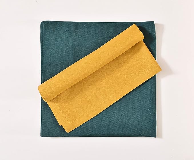 FINGERCRAFT Dinner Cloth Napkin Cotton Linen Blend 12 Pack Natural Premium Quality Mitred Corner for Every Day Use Pre Shrunk and Good Absorbency 18x18 in Easter Color Multi
