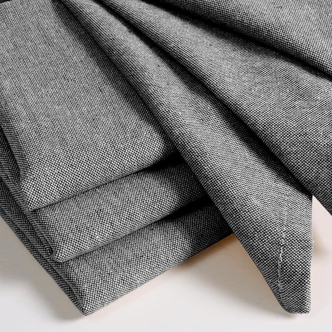 Native Fab Set of 4 Chambray Cloth Napkins - 100% Cotton, 17x17 Inches, Soft, Durable, Washable, Hotel-Quality Dinner Napkins - Reusable Table Linen for Home Dining, Café, Events, Buffet, Black