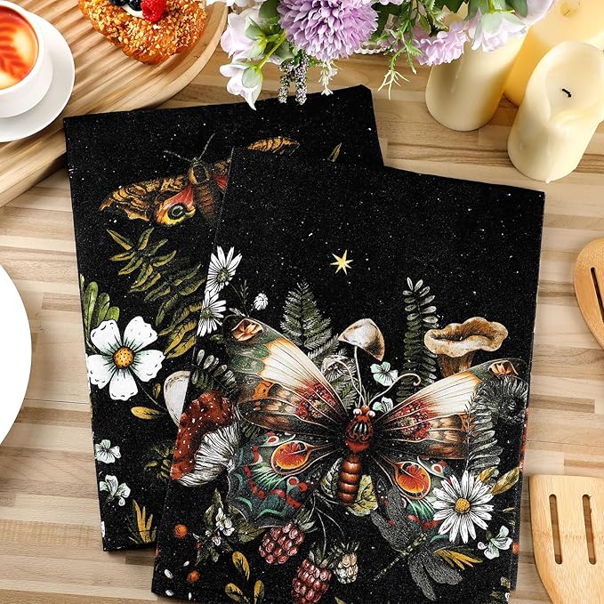 Bencailor 6 Pcs Retro Kitchen Towels 15.7 x 23.6 Inch Farmhouse Vintage Hand Towels Decorative Absorbent Dish Cloth for Bathroom Decor for Cooking Baking Cleaning(Retro Color,Boho)