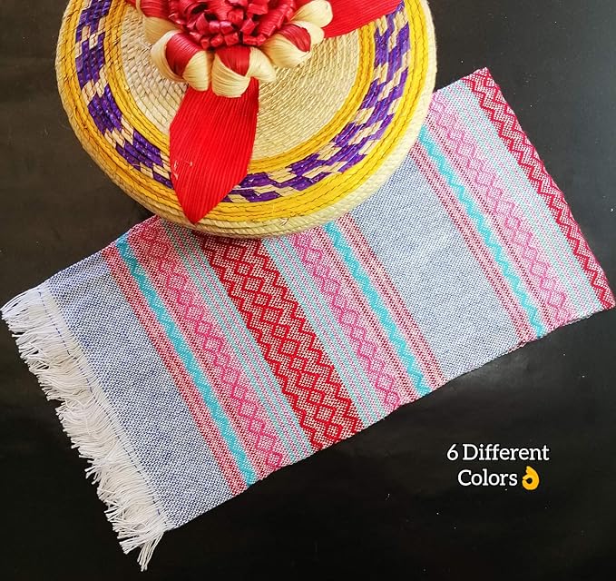 Jacq & Jürgen – Set of 6 Colorful Cotton Cloth Napkins – 22"x18" – Multicolor Inca Pattern – Dinner Table Linens or Tortilla Warmer Cloths