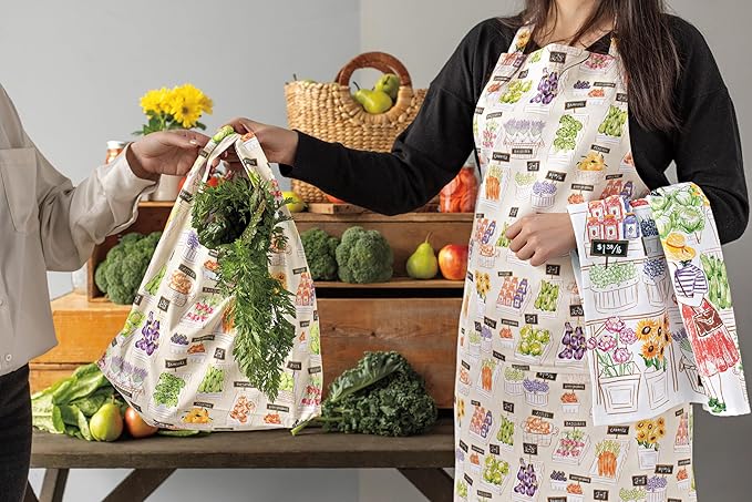 Now Designs by Danica Apron for Adults - Locally Grown Chef, W28 x L32in, 100% Cotton, Red