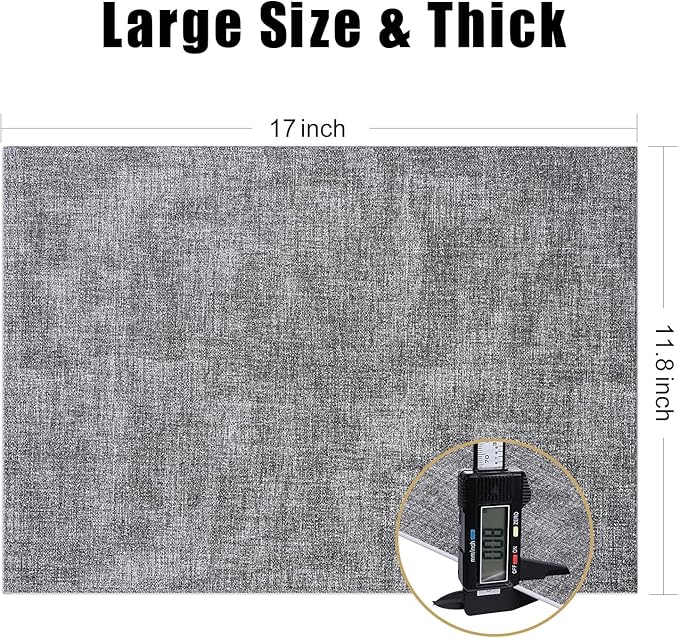 Homaxy Faux Leather Heat Resistant Placemats for Dining Table Set of 8, Waterproof Wipeable Washable PU Table Mats, Easy to Clean Anti-Slip Place Mats, 11.8" x 17", Black & White
