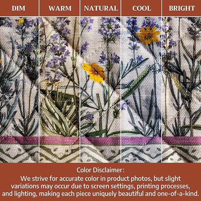 Maison d'Hermine Oven Gloves 100% Cotton Oven Mitt 7" x 13" with Loop Heat Resistant BBQ Cooking Gloves Baking Grilling Gifts for Mothers Day Spring/Summer (Pack of 1, Fanny Lavender)