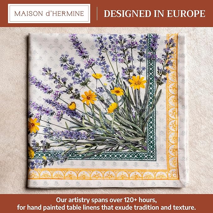 Maison d' Hermine Cloth Napkins Set of 6 100% Cotton Everyday Reusable Square Napkins Cloth Washable Dinner Party Wedding Restaurant Gifts for Mothers Day Spring/Summer(Fanny Lavender, 20" x 20")