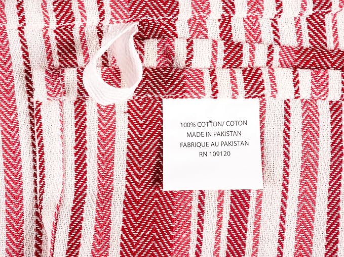 KAF Home Assorted Flat Kitchen Towels - Set of 10, 18 x 28 Inch (Red)