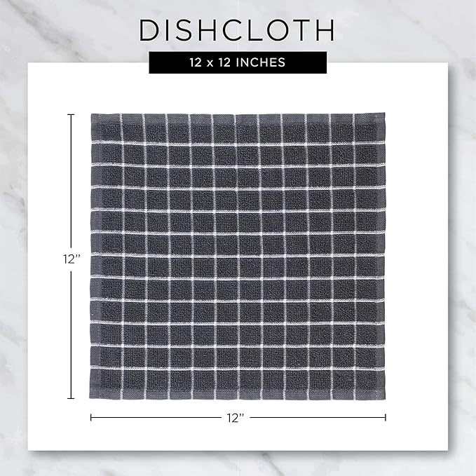 DII Everyday Kitchen Collection Assorted Dishcloth Set, 12x12, Stone, 5 Count