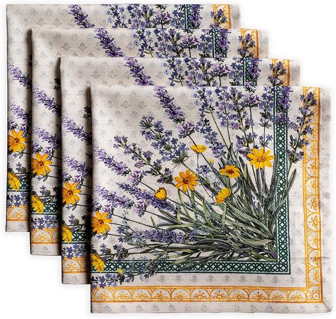 Maison d' Hermine Cloth Napkins Set of 4 100% Cotton Everyday Reusable Square Napkins Cloth Washable Dinner Party Wedding Restaurant Gifts for Mothers Day Spring/Summer(Fanny Lavender, 20" x 20")