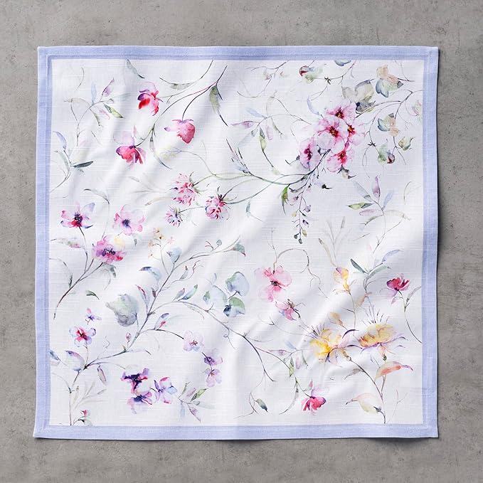 Maison d' Hermine Cloth Napkins Set of 4 100% Cotton Everyday Reusable Square Napkins Cloth Washable Dinner Party Wedding Restaurant Gifts for Mothers Day Spring/Summer (Summer Floral, 20" x 20")