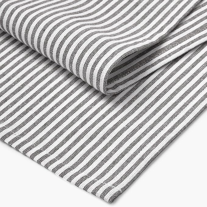 Encasa XO Cotton Kitchen Towel Set | Hand and Tea Cloth for Cleaning & Quick Drying, X-Large 28"x18" (Pack of 4) Highly Absorbent - Ticking Black