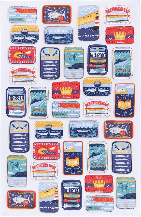 Now Designs by Danica Kitchen Cloth Del Mar Printed Dishtowel - 100% Cotton, Blue