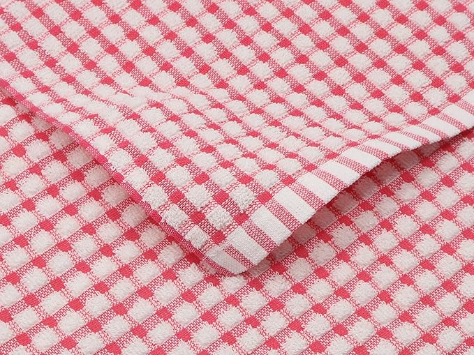 Cotton Cleaning Rags Terry Dish Cloths for Washing Dishes, Set of 8 Dish Rags for Cleaning, Light and Soft Dish Towels for Kitchen Drying Dishes, 11.8 Inch x 11.8 Inch (Red)