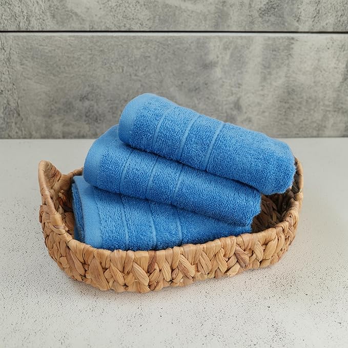 Tens Towels Pack of 6 Hand Towels, 100% Cotton, Lighter Weight, Quick to Dry, 16 x 28 Inches, Super Soft & Absorbent, Perfect for Bathroom & Kitchen, Blue