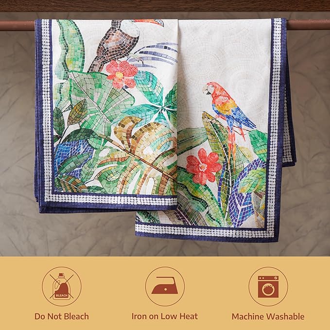 Maison d' Hermine Kitchen Towel 100% Combed Cotton Premium Set of 3 Soft, Easter Bar Towel, Multi-Purpose Dish Cloth for Dining, Buffet Parties & Camping - Mosaic