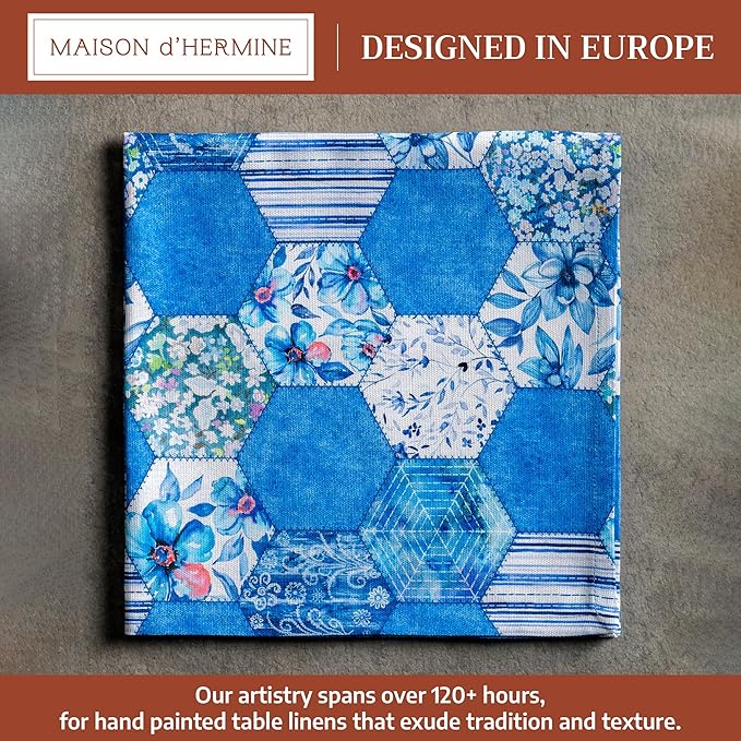 Maison d' Hermine Cloth Napkins Set of 4 100% Cotton Everyday Reusable Square Napkins Cloth Washable Dinner Party Wedding Restaurant Gifts for Mothers Day Spring/Summer (Summer Blues, 20" x 20")