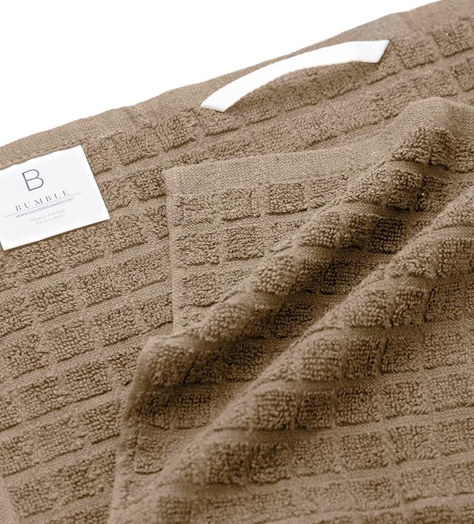 Bumble Kitchen Towels (6 Pack) | 16" x 28" | 100% Cotton Dish Towels for Kitchen | 380 GSM | Soft, Highly Absorbent & Durable Dish Towels with Hanging Loop | Tan