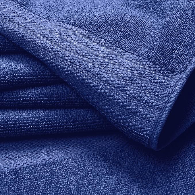 GLAMBURG Ultra Soft 12-Piece Washcloths Set 13x13-100% Ringspun Cotton - Durable & Highly Absorbent Face Towels - Ideal for use in Bathroom, Kitchen, Gym, Spa & General Cleaning - Navy Blue