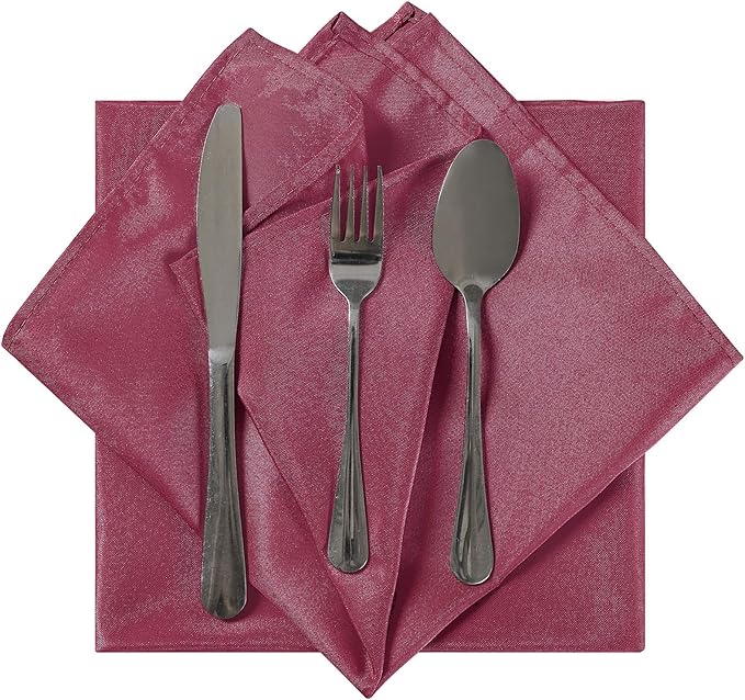 Cloth Napkins 17x17 inch Washable Polyester Dinner Napkins Soft Table Napkins for Wedding Party Dining Banquet(Burgundy,50PCS)