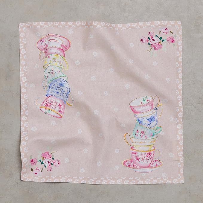 Maison d' Hermine Cloth Napkins Set of 4 100% Cotton Everyday Reusable Square Napkins Cloth Washable Dinner Party Wedding Restaurant Gifts for Mothers Day Spring/Summer (High Tea, 18" x 18")