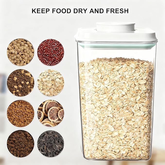 Pop Containers with Lids - Stackable Airtight Food Storage, Kitchen Pantry Storage Containers for Snacks Candy Salt Herbs Spices BPA-Free (4.2QT*4)