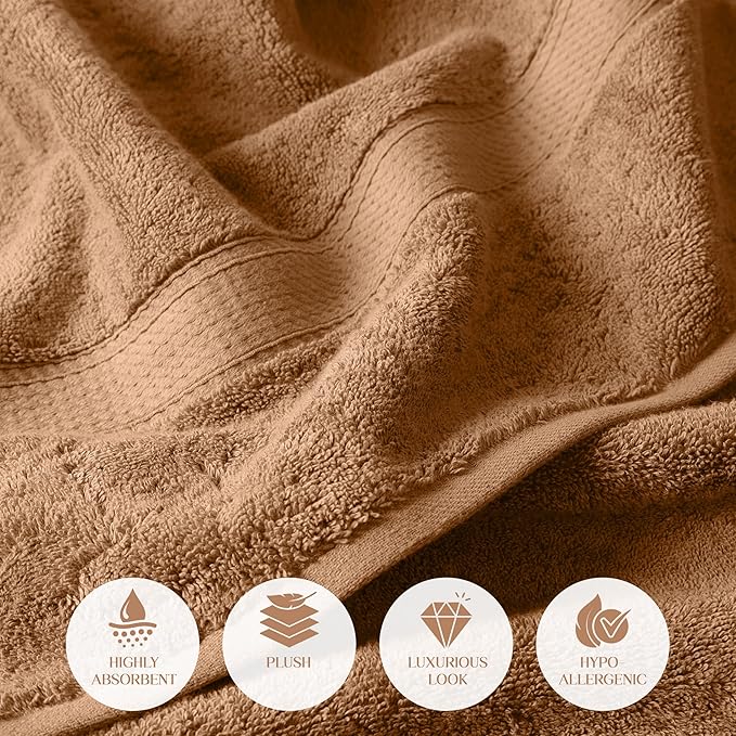 SUPERIOR - 900GSM BATH RT Egyptian Cotton Solid Towel Set, 2PC Bath, Rust, 2 Count