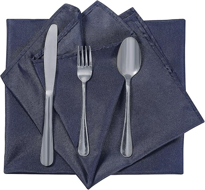 Cloth Napkins 20x20 inch Washable Polyester Dinner Napkins Soft Table Napkins for Wedding Party Dining Banquet(Navy,25PCS)