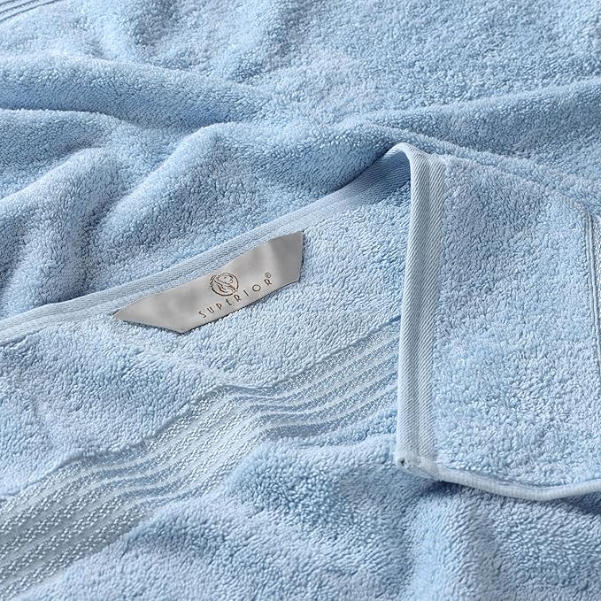 Superior Egyptian Cotton 9-Piece Towel Set, Assorted Towels for Home Bathroom, Guest Bath Decor Essentials, Includes 3 Bath, 3 Hand, 3 Face Towels/Washcloths, Quick Dry, Absorbent - Light Blue