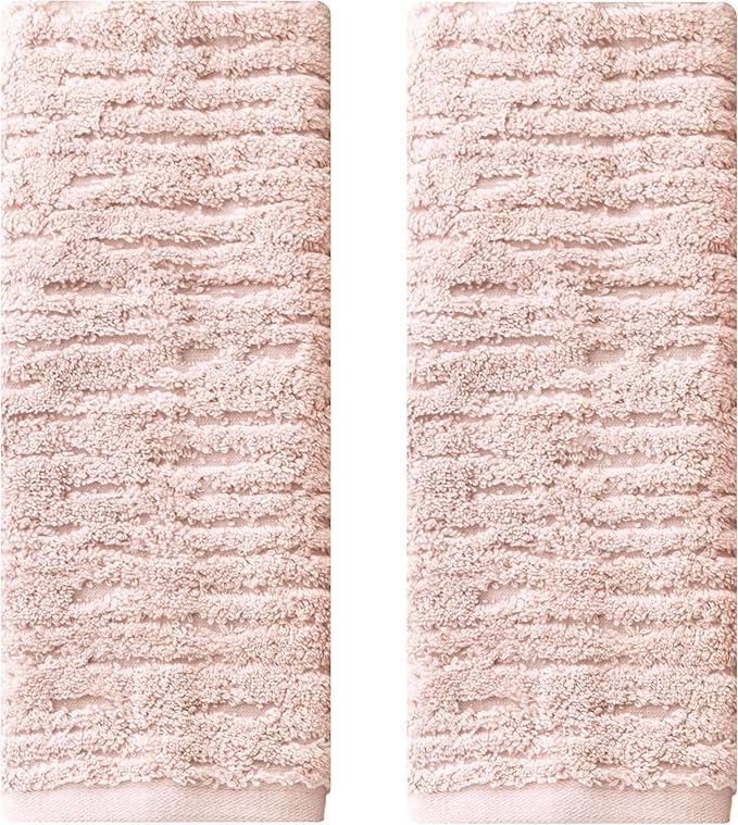 SKL Home CloudSoft 100% Cotton Luxury 2-Piece Hand Towel Set, 600 GSM, Ultra Plush & Absorbent, Blush Pink