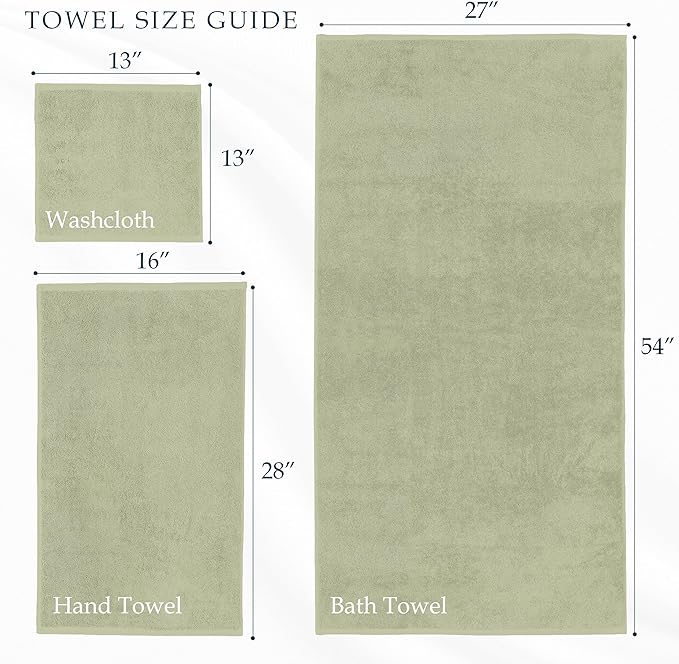 Mocassi Luxury 100% Turkish Cotton 2-Pack Bath Towel Set- Ultra Soft, Quick Dry Highly Absorbent 27 x 54 inch Premium Spa Hotel Quality 2PC Bath Towels - Luxurious Soft Bathroom Towels, Mint Green