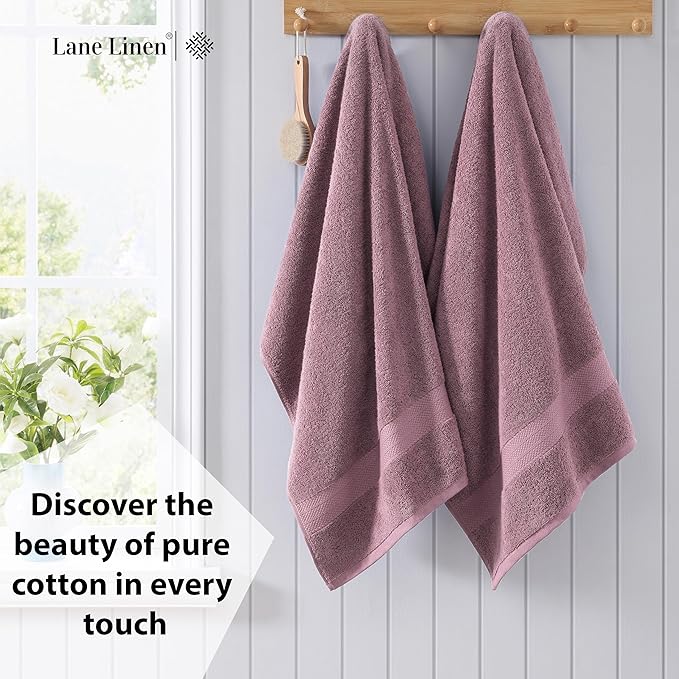 LANE LINEN Premium Bath Towels Set of 4 (28"x54") - 100% Ring Spun Cotton Bathroom Towel 4 Pack - Quick Drying, Super Soft, Durable & Absorbent Large Towels Set - Oeko Tex Certified - Wistful Mauve
