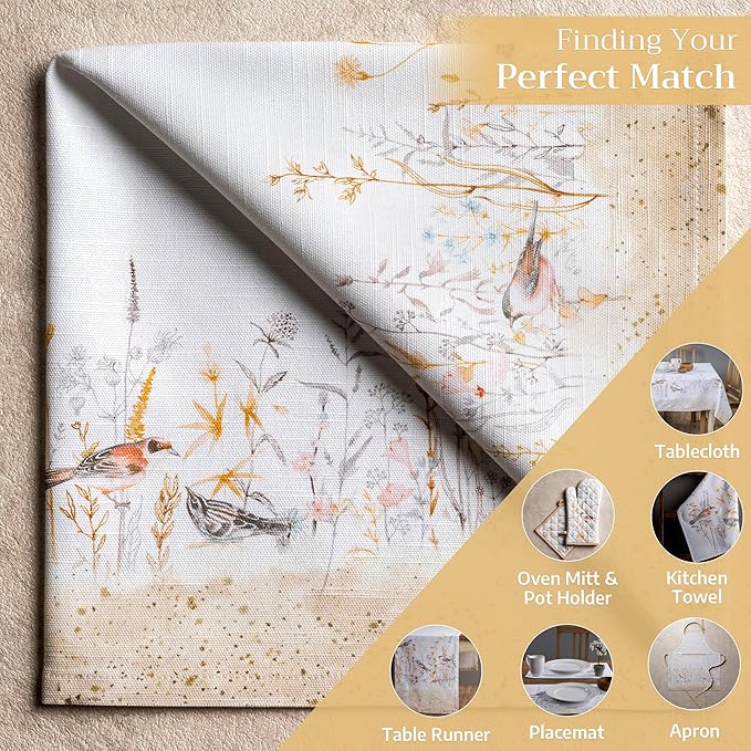 Maison d' Hermine Cloth Napkins Set of 4 100% Cotton Everyday Reusable Square Napkins Cloth Washable Dinner Wedding Gifts for Mothers Day Spring/Summer (Meadow Florals - Beige, 20" x 20")