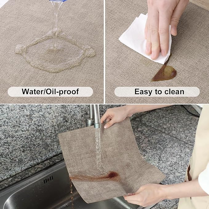 Homaxy Faux Leather Heat Resistant Placemats for Dining Table Set of 4, Waterproof Wipeable Washable PU Table Mats, Easy to Clean Anti-Slip Place Mats, 11.8" x 17", Light Brown