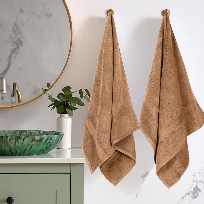 SUPERIOR - 900GSM BATH RT Egyptian Cotton Solid Towel Set, 2PC Bath, Rust, 2 Count